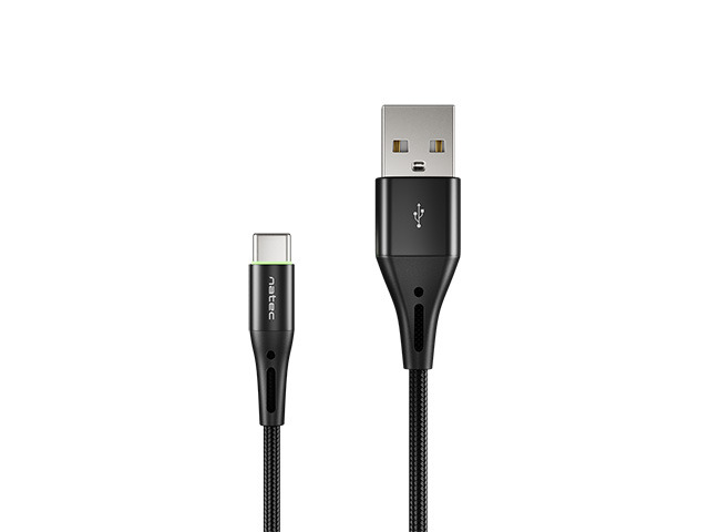 Cable USB 2.0 A-plug to Type C 1m Natec Fast Charging 36W with led indicator Black
