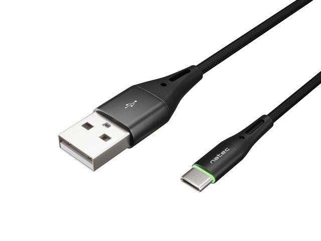 Cable USB 2.0 A-plug to Type C 1m Natec Fast Charging 36W with led indicator Black