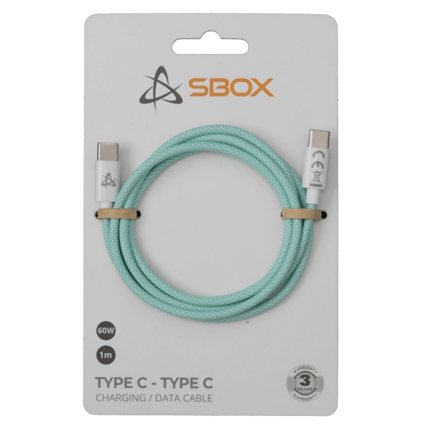 Cable USB Type-C to Type-C 1m 60W SBOX Green