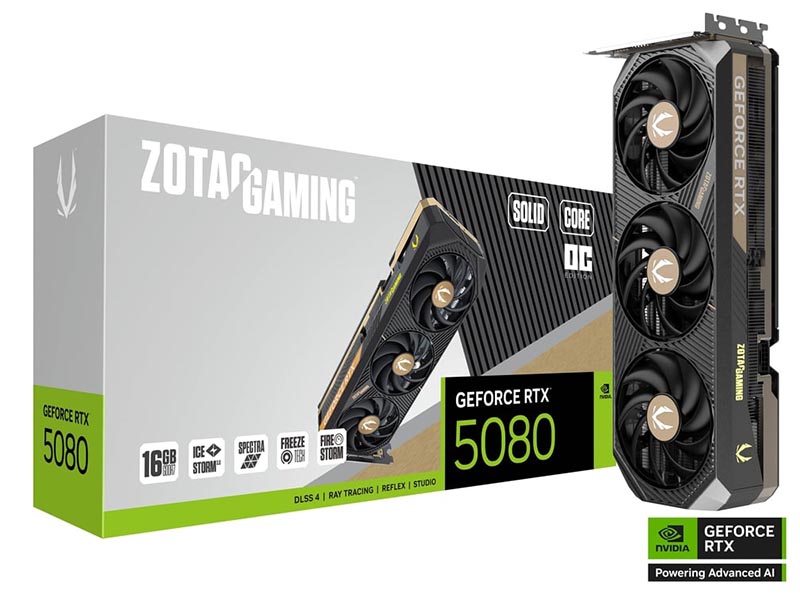 Zotac GeForce RTX 5080 SOLID CORE OC 16GB GDDR7 HDMI/3xDP/DX12U/PCIe 5.0/IceStorm 3.0