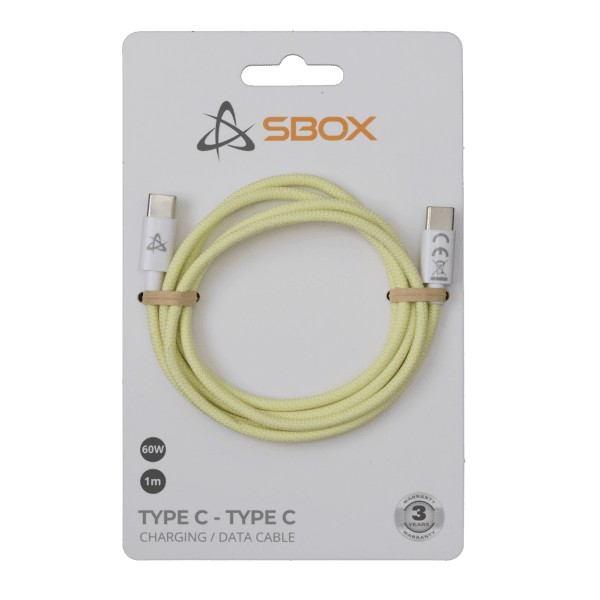 Cable USB Type-C to Type-C 1m 60W SBOX Yellow